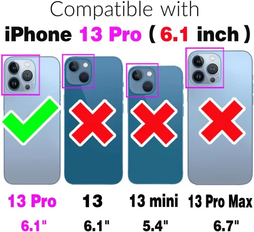 Vista 2 de Asuwish Funda de teléfono para iPhone 13 Pro de 6.1 pulgadas con protector de pantalla de vidrio templado, correa de muñeca, anillo de bloqueo RFID