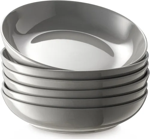 Vista 10 de Y YHY Tazones para pasta de 30 onzas, cuencos grandes para servir ensalada, cuencos de sopa poco profundos, cuencos de porcelana para pasta, juego