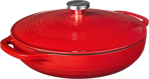 Vista 14 de Lodge Cacerola Ovalada de Hierro Fundido Esmaltado de 3.6 Cuartos con Tapa – Asas Dobles – Apta para Horno hasta 500°F o en Estufa – Úsela