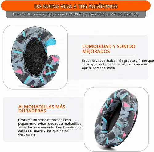 Vista 5 de WC Wicked Cushions PadZ - Almohadillas gruesas y suaves para ATH M50X / M40X / SteelSeries Arctis/HyperX Cloud & Alpha/Logitech G Pro X/Compatibles