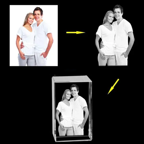 Vista 5 de gors Marco de fotos de cristal grabado con láser 2D/3D para fotos y texto en cubo de vidrio, regalos del día de San Valentín para mujeres