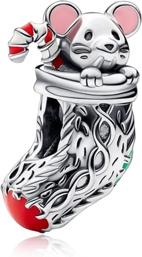 Vista 26 de Annmors S925 Silver Christmas Charms for Women Pandora Moments Bracelet Venado de Navidad