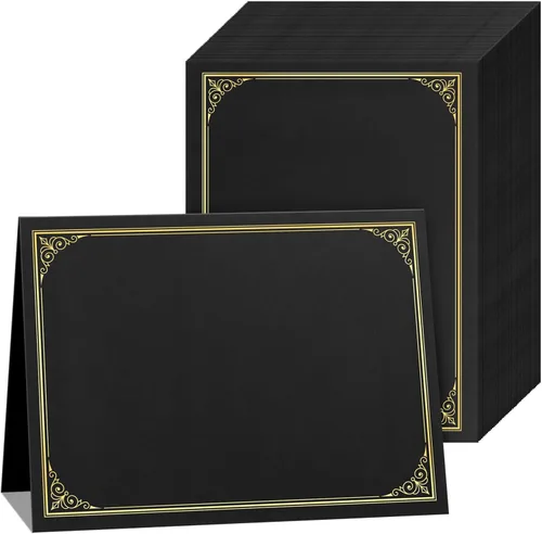 Vista 9 de SUNEE 10 paquetes de soportes para certificados negros, 250gsm, para certificados de premio de 8.5x11, cubiertas de certificados con borde de lámina