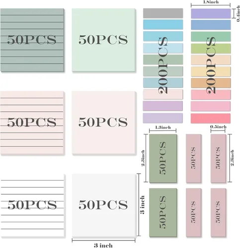 Vista 2 de Temiary 1000 hojas de notas adhesivas transparentes pastel con líneas, 3 x