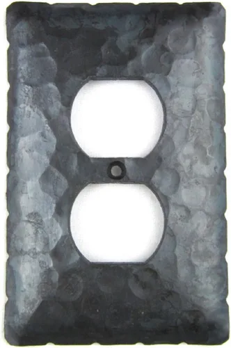 Vista 3 de Rustic Rancho Cubierta de placa de interruptor dúplex simple de hierro forjado EPH41 (negro)