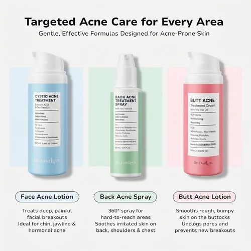 Vista 6 de BellamiLuxx Crema de tratamiento para eliminar el acné de los glúteos: Tratamiento del acné corporal para foliculitis y espinillas en glúteos