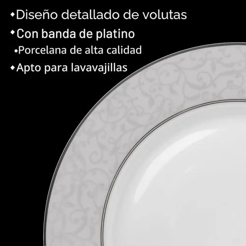 Vista 5 de Mikasa Parchment - Juego de vajilla de 40 piezas, servicio para 8, platos de porcelana duraderos, cuencos y tazas con diseño contemporáneo, apto