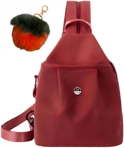 Vista 8 de Mini bolsa impermeable de 2 vías, mochila pequeña Oxford con múltiples compartimentos, para mujeres, universitarios, viajeros, viajes con antirrobo