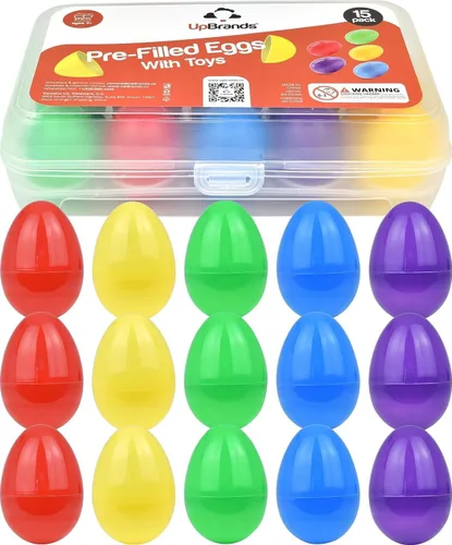 Vista 8 de UpBrands Caja a granel de 720 huevos de Pascua prellenados con pulseras de cremallera de juguete para ansiedad, suministros de caza de huevos