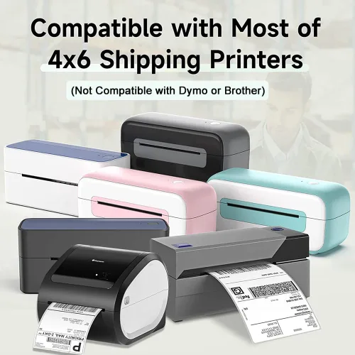 Vista 4 de Memoking Rollo de etiquetas térmicas de 4 x 6 pulgadas, etiquetas de envío térmico directo, etiquetas de paquete compatibles con Rollo Phomemo