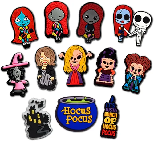 Vista 6 de hunanzhongyi Lote de 50 dijes para zapatos de película de terror dijes para zapatos de Halloween para adolescentes niños niñas hombres y mujeres