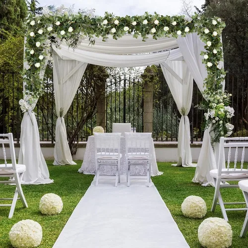 Vista 6 de Geosar - 2 guirnaldas de eucalipto de 6.5 pies con 20 luces LED, flores de rosas Artificial Flower Vines for Wedding Arch Backdrop Table