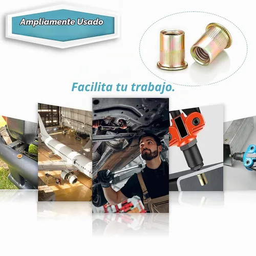 Vista 6 de 100 piezas tuercas de remache Kadrick M6, tuercas de inserción roscadas métricas de acero al carbono de cabeza plana Rivnuts