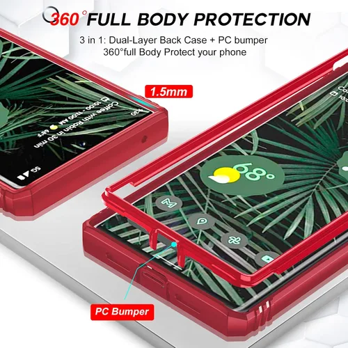 Vista 5 de LeYi Funda para Google Pixel 6 Pro: Funda para Pixel 6 Pro con cubierta de cámara deslizante, funda de teléfono de grado militar de cuerpo completo