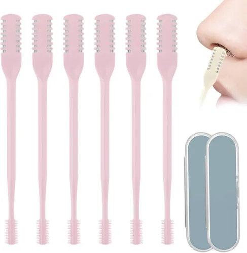 Vista 8 de Cortador nasal de pelo para mujeres y hombres, herramienta de depilación manual giratoria de 360°, cuchilla de vello nasal de doble cara
