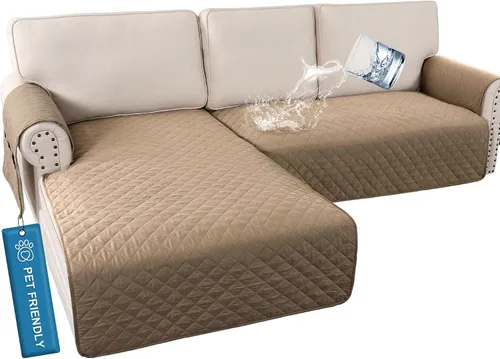 Vista 20 de H.VERSAILTEX Fundas de sofá para sofá seccional, 2 piezas, funda de sofá en forma de L, 100% impermeable y lavable, protector de sofá para perros