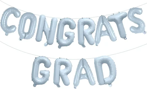 Vista 8 de KALOR Globos negros de 16 pulgadas con texto en inglés "Congrats Grad", letras de graduación negras, decoraciones de graduación 2026