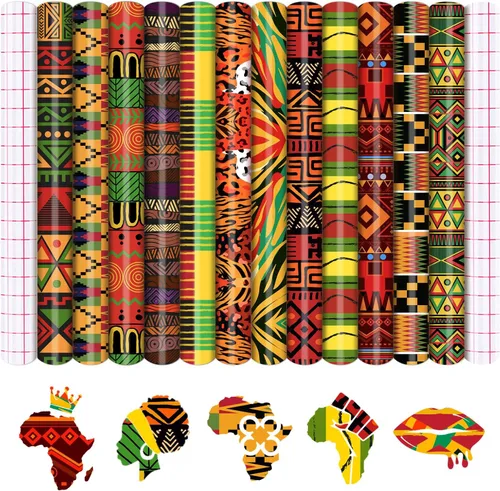 Vista 9 de Vinilo adhesivo permanente con estampado de animales africanos, 12 hojas de 12 x 10 pulgadas para manualidades de vasos Estampado De Animales -12