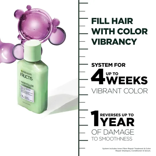 Vista 4 de Garnier Fructis Hair Filler Color Repair Serum para Cabello Teñido y Decolorado - Tratamiento de Ceramida, 3.8 Fl Oz