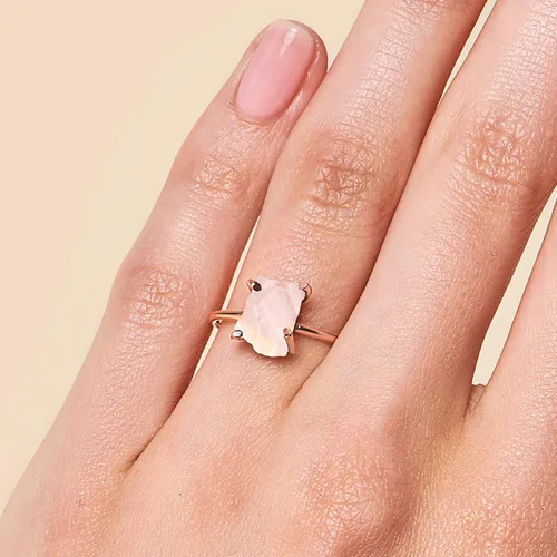 Vista 2 de Moon Magic - Anillo de amatista auténtica amatista pequeña plata de ley 925 real anillos de amatista de oro rosa crudo de 18 quilates para mujer