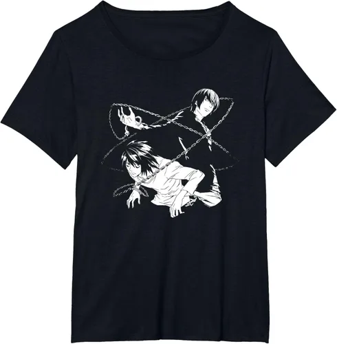 Vista 9 de Death Note Camiseta de anime Light and L Chains Negro