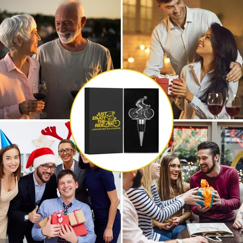 Vista 8 de LKKCHER Tapón de vino de ciclismo, regalos de vino para bicicleta, regalos del día del padre, regalos de Navidad, regalos de cumpleaños para hombres