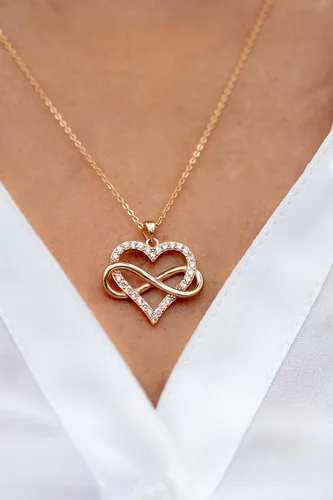 Vista 9 de Sash & Soph Collar de corazón infinito para mujer, collar de corazón de plata de ley 925 para novia, colgante de corazón de amor en cadena de 18