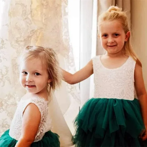 Vista 6 de Topmaker Vestido de niña de flores sin espalda acampanado de encaje