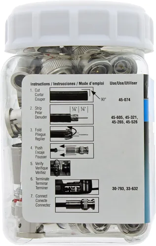 Vista 6 de Ideal Electrical 89-5047 BNC Conectores de compresión, conector de compresión coaxial para cable RG-59, 35 conectores, tarro