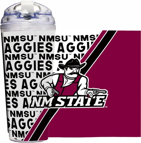 Vista 49 de Rico Industries Taza acrílica NCAA estándar de 24 onzas con tapa con bisagra, taza de doble pared oficialmente licenciada con pajita