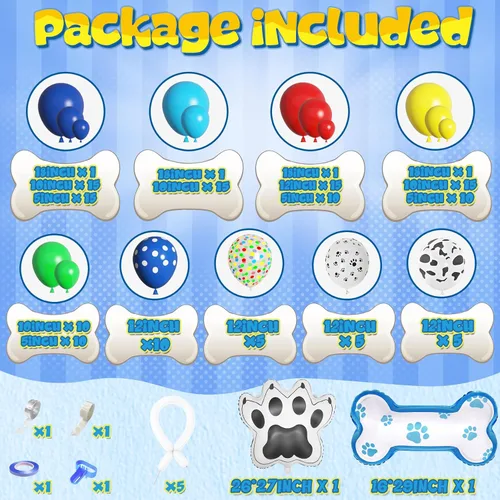 Vista 3 de Amandir Kit de arco de guirnalda de 155 globos con globos de pata de perro con impresión de hueso de perro en papel de aluminio, globos de pata