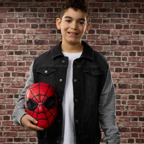 Vista 3 de Marvel Studios Spider-Man: Máscara brillante Wisecrackin' de New Day, juguete electrónico de juego de rol, máscara de disfraz de superhéroe