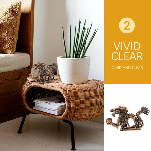 Vista 4 de Fengshui - Estatua de dragón del zodiaco chino 2024, escultura de dragón de resina para el hogar, oficina, decoración de mesa, recuerdo de bendición