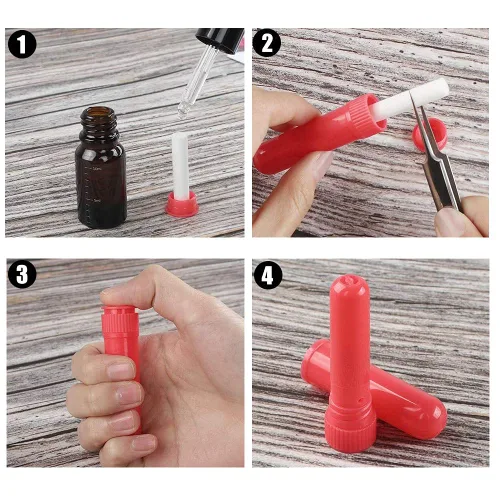 Vista 5 de Tubos inhaladores nasales de aceite esencial, tubos inhaladores nasales de plástico vacíos recargables para bricolaje, 50 unidades, color negro