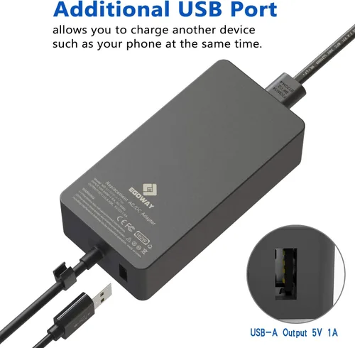 Vista 3 de Cargador adaptador de corriente de 102 W, 15 V 6.33 A, compatible con Surface Book 2 1, Surface Laptop 3 2 1, Surface Pro X Pro 7 Pro 6 Pro 5 Pro 4