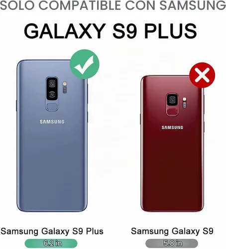 Vista 2 de Dexnor Funda para Samsung Galaxy S9+ Plus, [protector de pantalla y soporte integrados] Protección de grado militar resistente a prueba de golpes