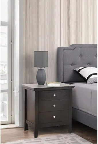 Vista 2 de Glory Furniture Mesita de noche Hammond con 3 cajones en color negro
