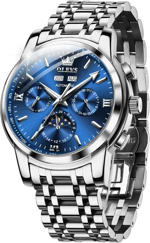 Vista 12 de OLEVS - Relojes automáticos para hombre, diseño mecánico con cuerda automática, reloj de pulsera de lujo de moda, esqueleto, luminoso, impermeable