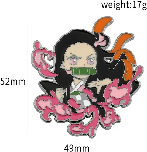 Vista 2 de KF Ornament Anime Demon Broch - Pinzas esmaltadas Tanjiro Nezuko Zenitsu Inosuke con solapa, Metal, Sin gemas.
