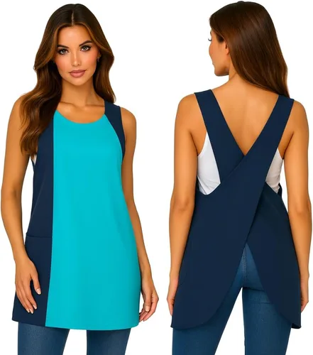 Vista 10 de Delantal con espalda cruzada para mujer. Impermeable. Delantales japoneses para mujer con bolsillos. Uniforme de limpieza. Delantal de limpieza