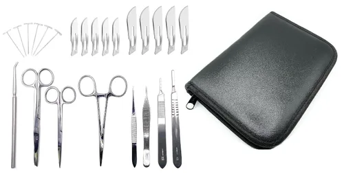 Vista 2 de Juego de herramientas avanzadas de disección de laboratorio de anatomía y biología de 26 piezas, kit completo de disección