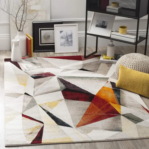 Vista 29 de SAFAVIEH Porcello Collection - Alfombra decorativa de 2 pies 3 pulgadas x 4 pies, gris claro y naranja, diseño abstracto moderno, no desprende