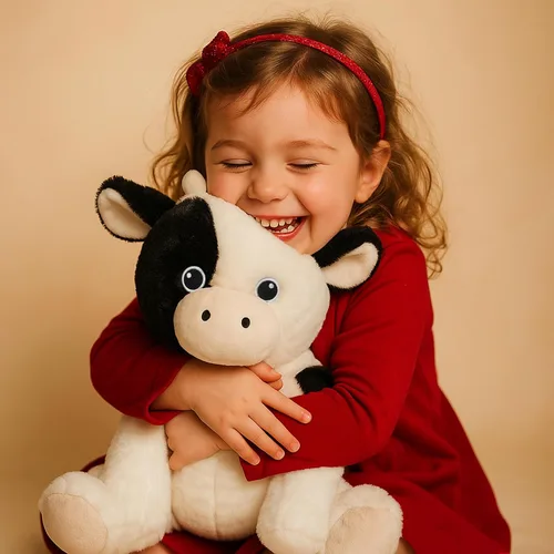 Vista 5 de WEIGEDU Juguete de peluche de vaca lechera floppy – 15.7 pulgadas suave y tierno vaca animal de peluche con ojos bordados, perfecto para niños