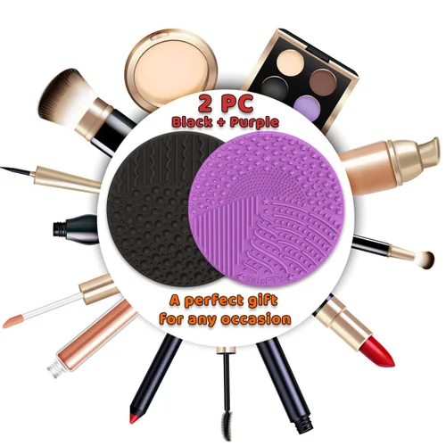 Vista 6 de YalsFTY - Limpiador de brochas de maquillaje de silicona, 2 piezas, herramienta de limpieza de almohadilla para cosméticos, función de doble cara