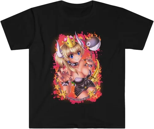Vista 2 de CAMISETA BOWSETTE – VIDEOGAME ANIME Fire – Camiseta Negra Exclusiva Manga Corta