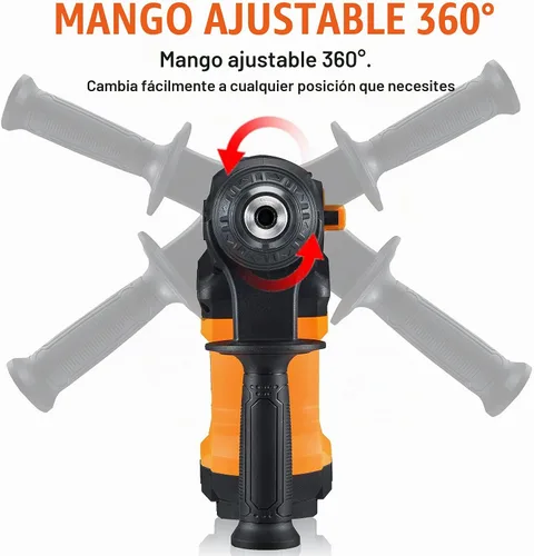 Vista 5 de Taladro de martillo giratorio SDS-Plus de 1-1/4 pulgadas de 13 amperios resistente, embrague de seguridad 3 funciones con control de vibración