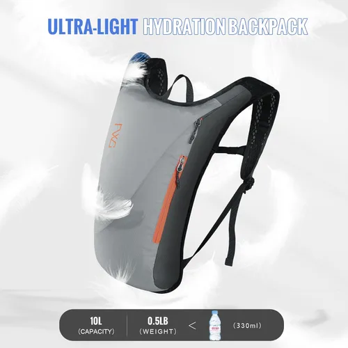Vista 3 de Hydration Pack with 3L PEVA Water Bladder - Lightweight Hydration Backpack for MTB Cycling, Hiking, Running - Women & Men - 10L Capacity