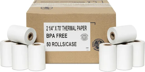 Vista 4 de Papel térmico de 1 3/4 pulgadas (44 mm) x 220 pies (50 rollos)