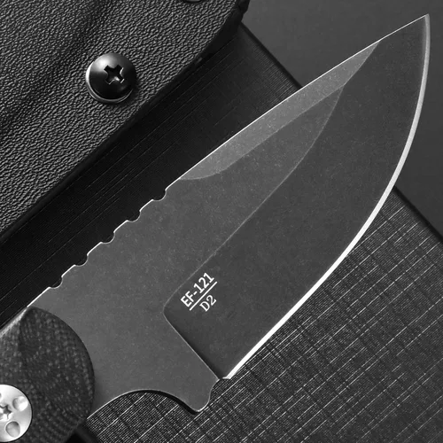 Vista 4 de Cuchillo de hoja fija Eafengrow EF121 D2 con hoja de acero y mango G10 con funda Kydex para actividades al aire libre y camping