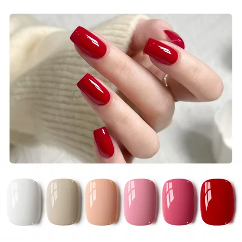 Vista 7 de GAOY - Juego de 6 esmaltes de uñas en gel de color rojo borgoña, incluido el kit de esmaltes en gel de color rojo vino cereza oscuro con luz